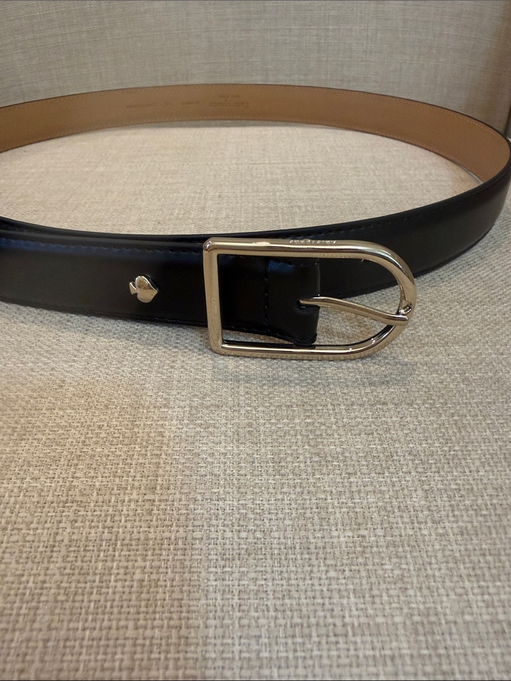 Kate Spade Black Leather Belt with Silver Buckle NWT